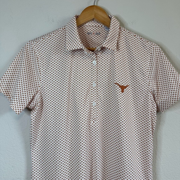 The Forty Acres Collection Texas Longhorns AOP White ECOTEC Ladies Polo Shirt MD - Picture 2 of 11